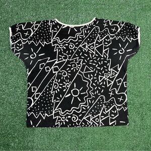 Vintage 80s geometric all over print baby tee